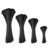 Zip Ties Assorted Sizes 4+6+8+12 inch, 200 Pack, Black Cable