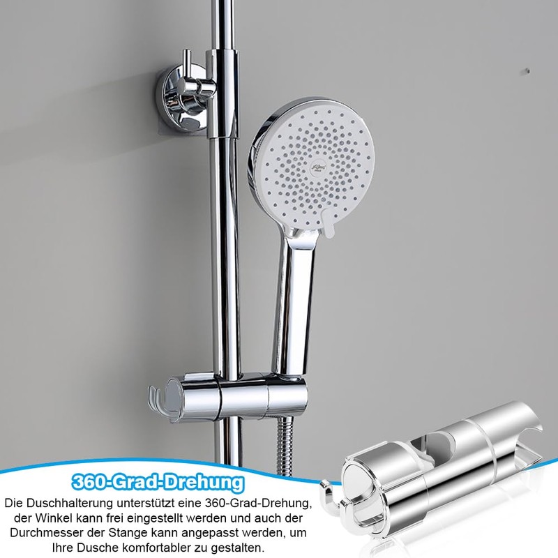 Universal Hand Shower Holder, 360° Rotatable Shower Holder with 2