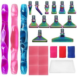 SENHAI - Juego de 24 bolígrafos de pintura con diamantes, puntas de metal coloridas, puntas de rosca de rosca, bolígrafo de pintura de diamante 5D, accesorios de pintura de arte de diamante