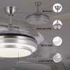 42" Retractable Ceiling Fan Lamp Dimmable LED Chandelier w/ Light