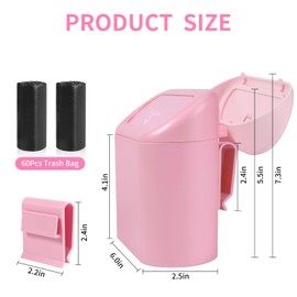 Stemni Car Trash Can Bin with Lid and 150pcs Trash Bags 2pack Small Car Garbage Can Leakproof Mini Car Accessories Trash Bin Car Dustbin Organizer Container for Car Office Home, Pink-Pink