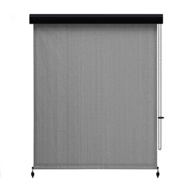 VICLLAX Outdoor Premium Roller Shade Privacy Screen for Porch Gazebo, Patio Blinds Roll Up Shade with Aluminum Valance (7' W X 8' L), Anthracite Grey