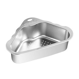 Cabilock Stainless Steel Sink Strainer Basket, Triangle Sink Drainer Basket for Sink Food Strainer or Storage Rack for Kitchen, Bathroom, Soap Box Organizer with Suction Cup for Support Corner