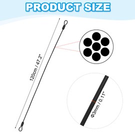 PATIKIL 1/8" Dia Vinyl Coated Stainless Steel Cable with Loops, 4ft (48") Flexible Wire Rope Security Chain Lanyard Lock for Outdoor Stage Lighting Luggage Lock, Black