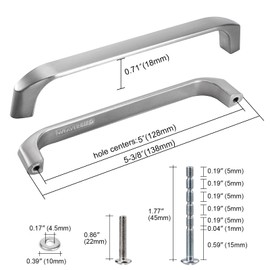 WEAVERBIRD 10 Pack Cabinet Pulls, Hole Centers 5"(128mm) Drawer Pulls, Brushed Nickel Kitchen Hardware Handles, Silver Drawer Handles Kitchen Cupboard Handles Kitchen Cabinet Handles