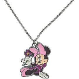 TCB Creations Minnie Cartoon Mouse Character With Flower Charm Pendant Necklace