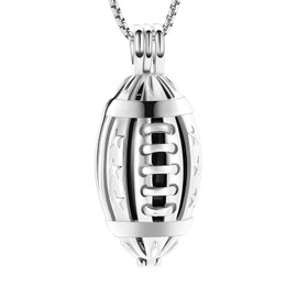 American Football Cremation Locket Necklace For Ashes Of Loved Ones Stainless Steel Memorial Urn Jewelry Women Men Keepsake Fashion Necklace, 316L, crystal,