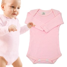 BOD HOME, Baby Bodysuit Long Sleeve Unisex 100% Cotton Choice of Colours Up to 12 Months Baby Clothes Comfortable Soft Bodysuits Kids Clothes Baby Shower Gift, pink