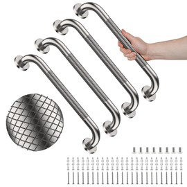 4 Pack 20 Inch Shower Grab Bar, YuanDe Brushed Nickel Bathroom Grab Bar Handle w/Anti-Slip Knurled Grip, Stainless Steel Bath Balance Bar, 1.25" Diameter Safety Hand Rail Support,Handicap Elderly