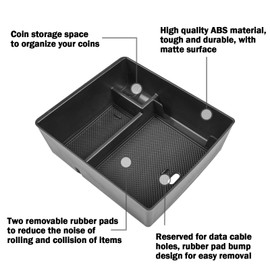 TACOBRO Center Console Organizer Compatible with GMC Acadia 2017 2018 2019 2020 2021 2022 2023 Accessories, Armrest Insert Secondary Storage Box ABS, Black Trim