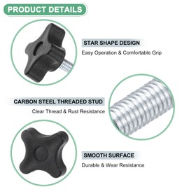 M METERXITY 6-Pack Star Clamping Knobs, M6x20mm Male Thread Hand Tightening Screw for Machinery/Electronic/Furniture/Umbrella Base, Machine Handle Replacement [32mm, Black]