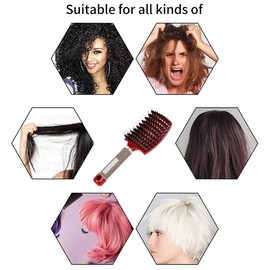 Nylon Boar Bristle Hair Brush Hairbrush Smooth Hair Head Scalp Massage Comb Curved & Vented Detangling Hair Brush for Women Long, Thick, Curly and Tangled Hair