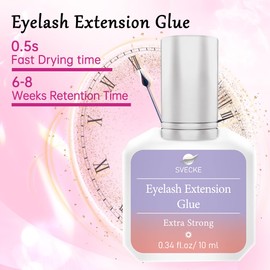 SVECKE Eyelash Extension Glue 10ml, 0.5s Fast Drying Lash Extension Glue for Professional Eyelash Extension, Waterproof Eyelash Glue Extra Strong