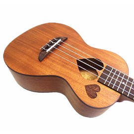 Woodnote/Sweet Double Heart with Nice sound 24" Mahogany Concert Ukulele + Carrying bag