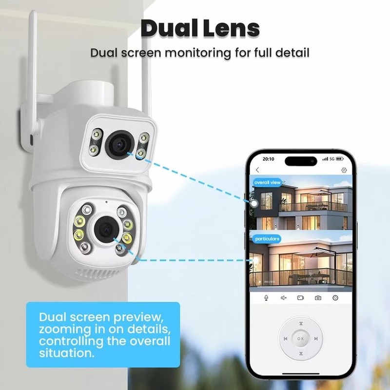 Dual Lens Security Camera Two Night Vision 3MP IP66 2304x2592