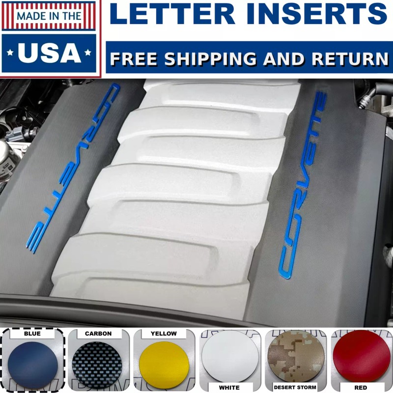 Advanced Trims GLOSS BLUE VINYL C7 Engine Cover Letters For