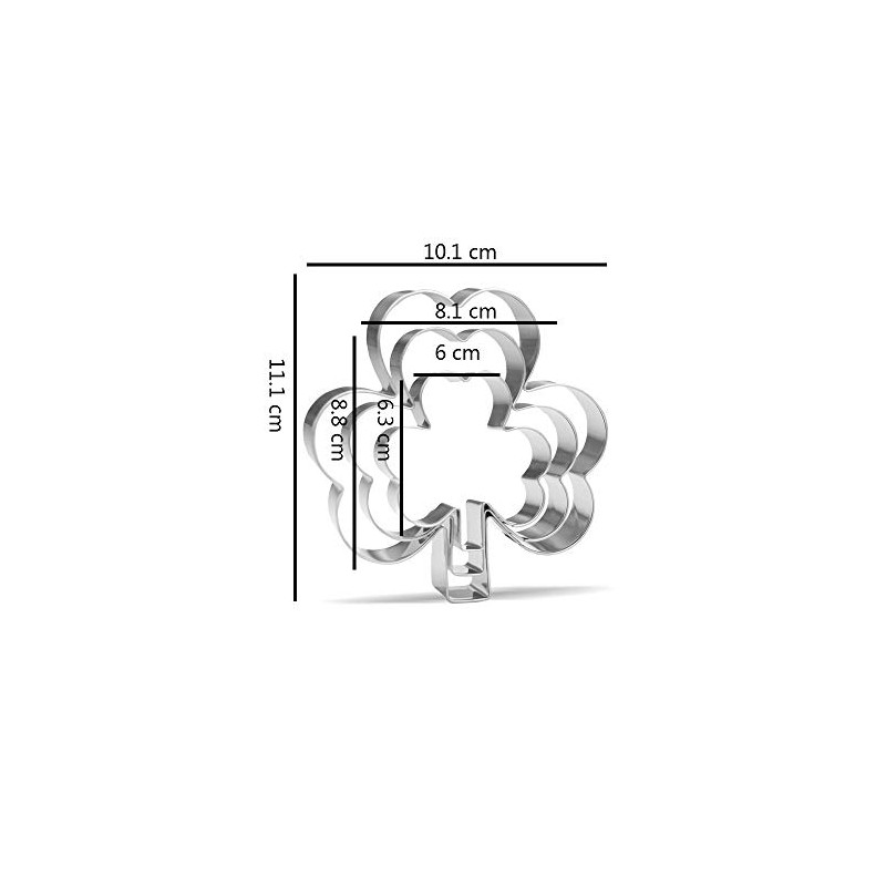 Cookie Cutter Clover Leaf 3-Piece Stainless Steel