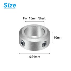 uxcell Set Screw Shaft Collar for 15mm Shaft, 2pcs Clamping Collars 24mm OD, 10mm Thickness, Aluminum Alloy Clamp-On Collar with M5 Set Screws and a Wrench