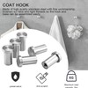 PARFCO Stainless Steel Hooks, Pack of 6 Bathroom Hooks, Wall