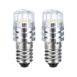 MECCANIXITY 3V/0.12A E10 Mini LED Light Bulbs, 2Pcs Miniature Screw Bulbs Flashlight Bulbs for Scientific Experiment Lighting DIY Accessories, White Light
