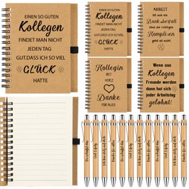 RUIYELE 12 Sets Dankeschön Geschenk für Kollegen Mitarbeiter-Spirale Notizbuch Mini Motivierend Notizblöcke Tagebücher, Motivation Kugelschreiber Holzkugelschreiber Weihnachtsgeschenk für Schule Büro