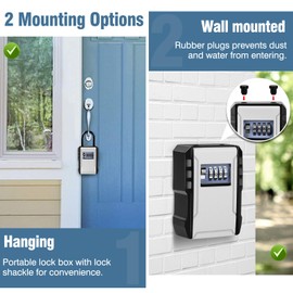 JUYANO Key Safe with Number Code Outside, 4-Digit Key Cabinet with Number Code for Outdoor Large Key Safe Outdoor Waterproof, Wall Mounted Key Box with Code for Home, Garage, Office, Airbnb