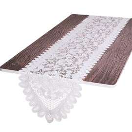 KYEYGWO White Hollow Lace Table Runner with Vintage Floral Pattern, Classic Sunflower Tablecloth, Boho Table Linen, Country Style Tablecloth, Dining Table Decoration for Wedding, Christmas Party, 190