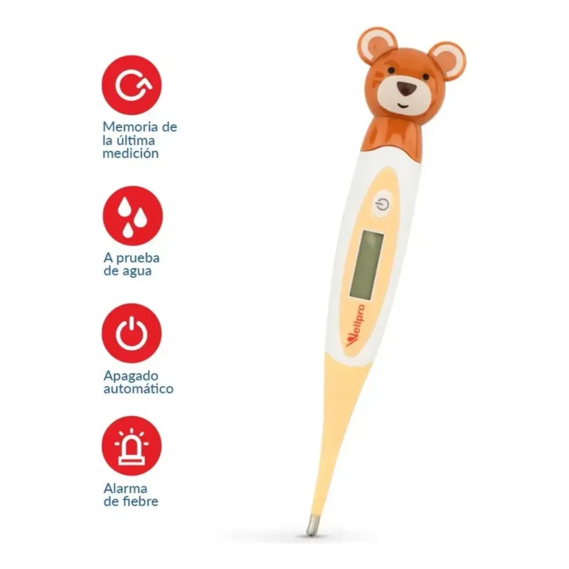 Termómetro Digital A Prueba De Agua Pediátrico Osito Wellpro Osito