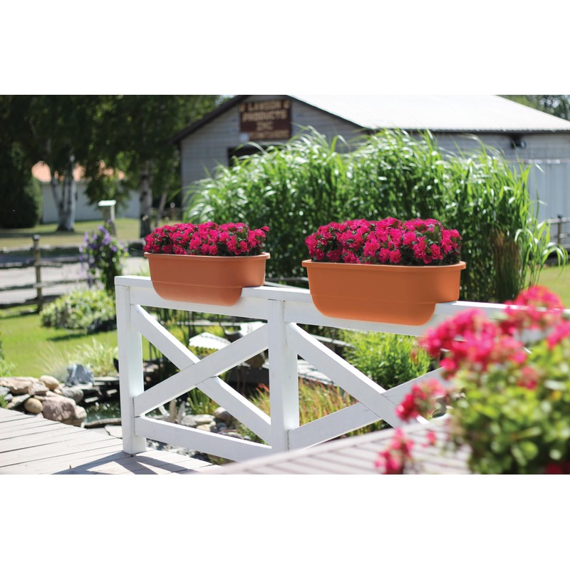 Apollo Exports International 24" Dual Deck Railing Planter, Terra Cotta