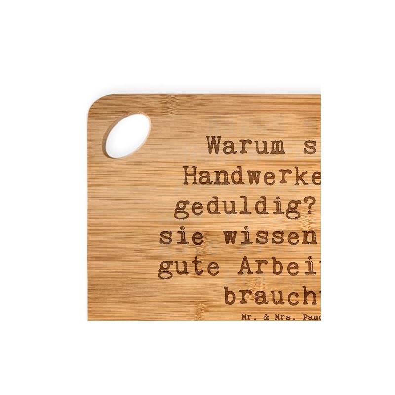 Mr. & Mrs. Panda Bamboo Chopping Board Saying "Warum sind