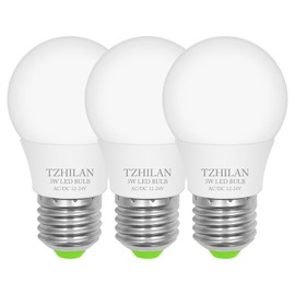 TZHILAN E26 12V Low Voltage LED Light Bulbs 5W A19 Standard Edison Screw Base Bulb Equivalent 50Watt Halogen lamp Warm White 3000k for Off-Grid Solar System Lighting, RV, Boat, Landscape Pack of 3