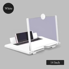 KEMANI 14" Screen Magnifier,3D HD Mobile Phone Movies Magnifier Screen Enlarger for Videos,Gaming,Foldable Cell Phone Stand with Screen Amplifier for All Smartphones(White)