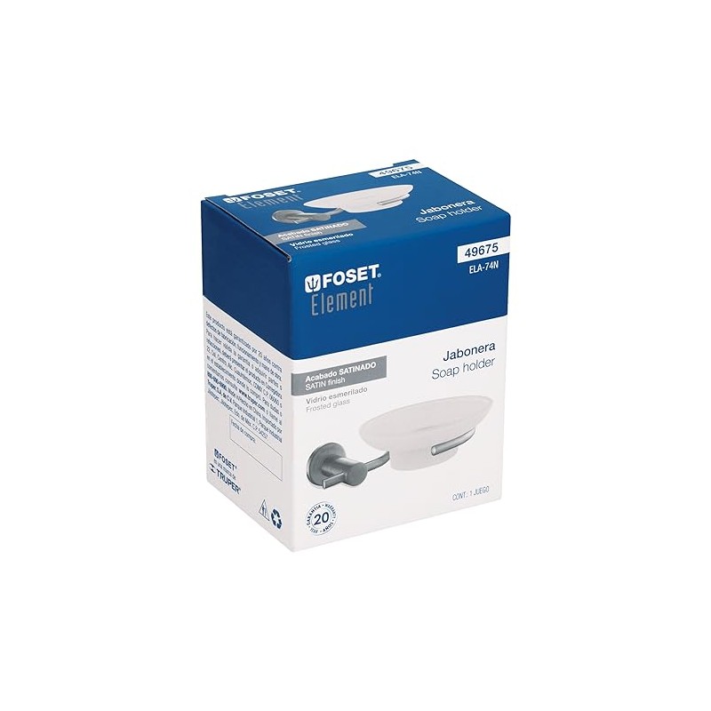 Foset Element ELA-74N, Jabonera con plato, acabado satín