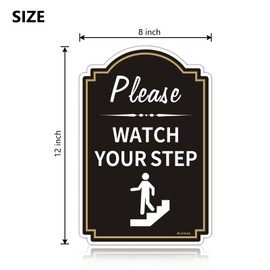 Please Watch Your Step Sign for Floor, Acrylic Self-adhesive for Home and Business Restaurants Offices 8"x12" Easy to Mount Outdoor or Indoor Use