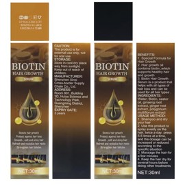 Hair Growth Serum, 2 Pieces Biotin Hair Growth Serum, Luxury Biotin Hair Growth Serum for Women and Men for Accelerating Hair Growth and Against Hair Loss (30 ml)