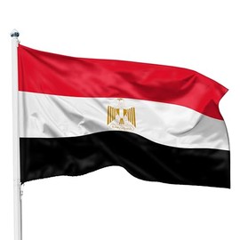PHENO FLAGS Egypt Flag - Egypt Flag 90 x 150 cm with Brass Eyelets - Durable Flag for Flagpole - 100% Polyester