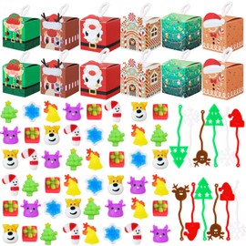Timlotti 74Pcs Christmas Party Favors with Gift Boxes Goodie Bag Stuffers Christmas Stocking Stuffers Bulk for Activities Prizes
