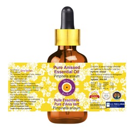 Deve Herbes Pure Aniseed Essential Oil (Pimpinella anisum) with Glass Dropper Steam Distilled 30ml (1 oz)