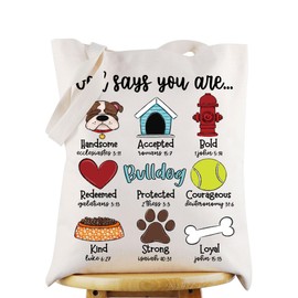WZMPA Bulldog Tote Bag Bulldog Training Gift God Says You Are Handsome Accepted Bold Bulldog Grocery Bag Bulldog Mom Gift, God Says Bulldog Tg, L