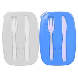 Set of 2 Assorted Food Prep Storage Containers With Utensils! - 9"x6"x2.5" - BPA FREE - Dishwasher Safe - 2 Compartment Storage Containers Perfect for Storing Food!