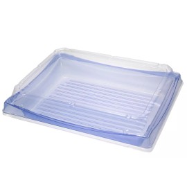 STI Blue PET Togo Sushi Tray w/ Lid Square Food Container (7.09"x7.09") 50 Sets