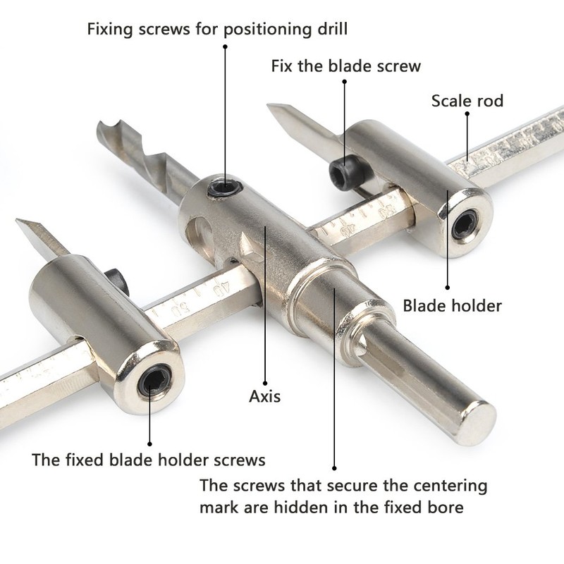 FOROREH Circular Cutter Adjustable, Circle Hole Saw Adjustable Alloy Circular