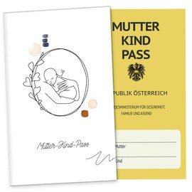 OLGS Mother-child passport cover Austria - modern lineart, protective cover with ultrasound screen compartment for MuKiPass, design Grace, unpersonalised