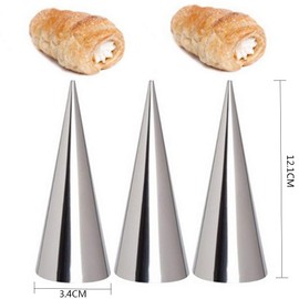 Hofumix Baking Tools Cannoli Tubes Ice Cream Molds Cream Horn Stainless Steel Brioche Molds for Making Croissant 12pcs