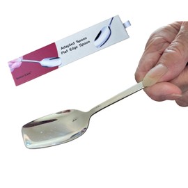 Silverware Adaptive Spoons for Parkinson's - Utensils for Elderly, Disabled, Adults, Parkinson's Patients, Handicapped, Non-Weighted Flat Edge Spoon by Senior ICare