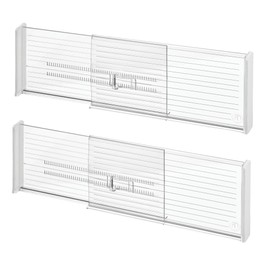 iDesign Expandable Deep Drawer Dividers for Kitchen, Dresser, or Desk Drawers - Set of 2 - Clear