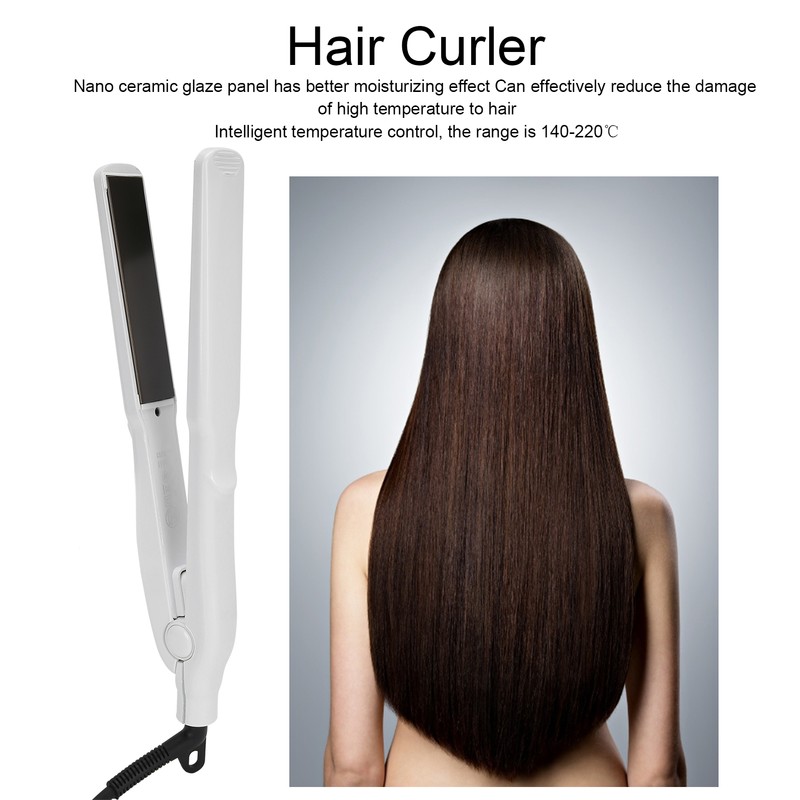Professional Electric Hair Straightening Curling Iron DualUse Hair Straightener (White