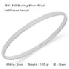 Bangle 925 Sterling Silver Filled Solid Solid 3mm Ladies 2X