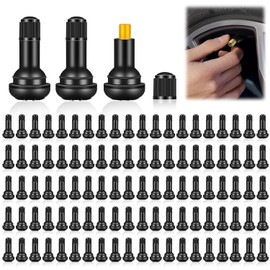 Pack of 100 TR412 Rubber Valves, Universal Snap-in Rubber Valves for Car Tyres, Motorcycles (TR412)