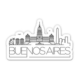 Squiddy Buenos Aires Argentina Skyline - Vinyl Sticker for Car, Laptop, Notebook (5" Wide)